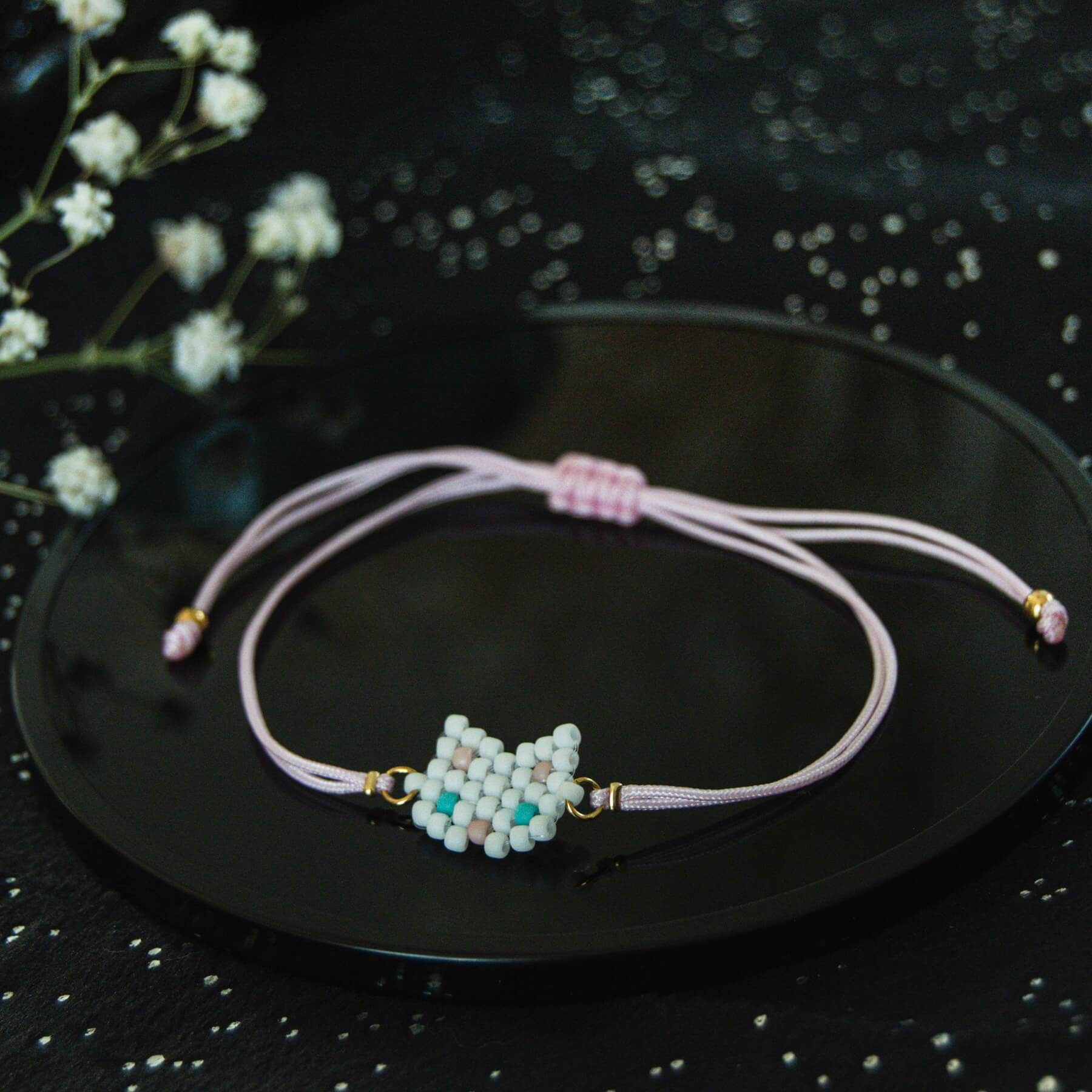 Bransoletka biały kotek N°1