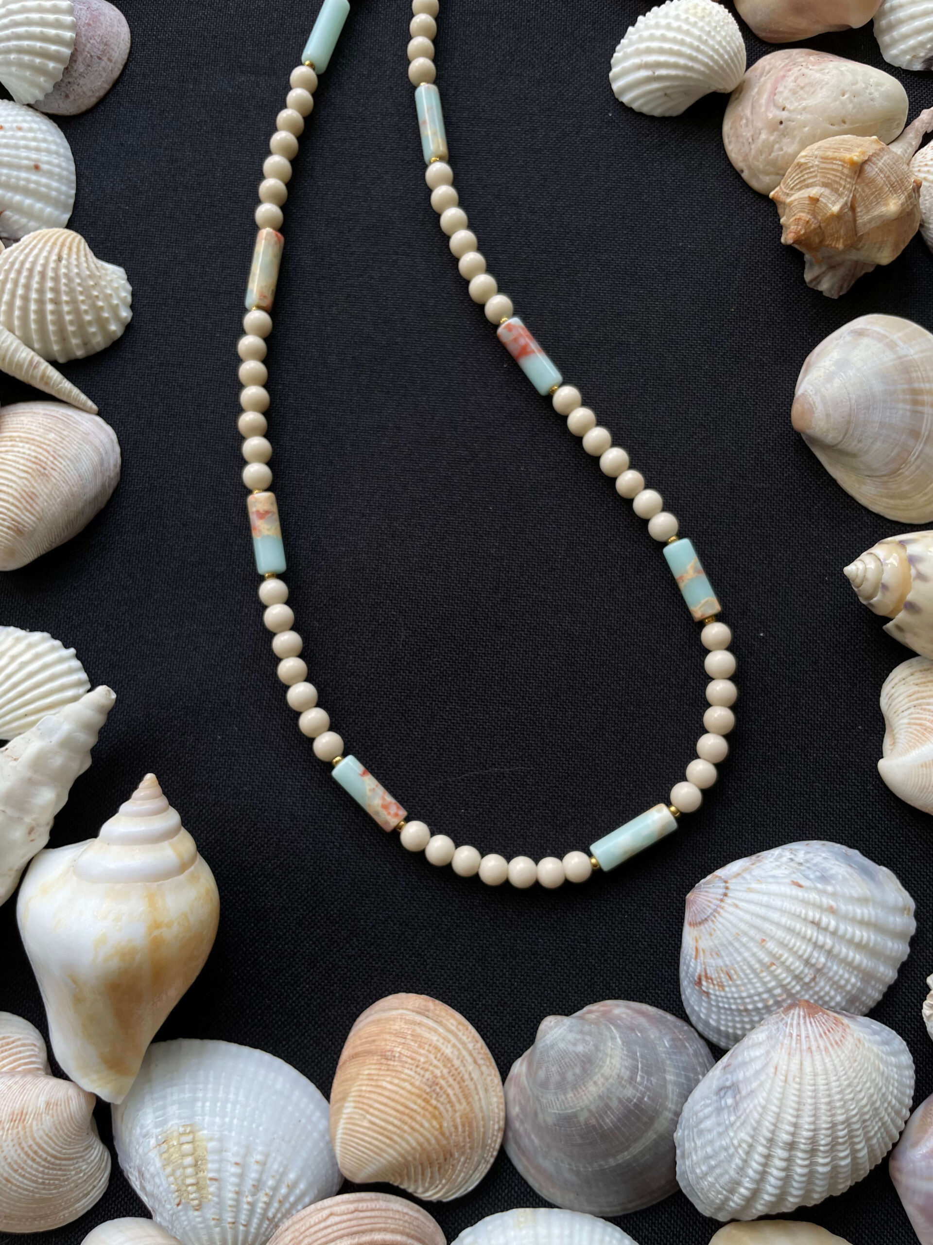 Naszyjnik z kamieniem rzecznym i jaspisem cesarskim - obrazek 2