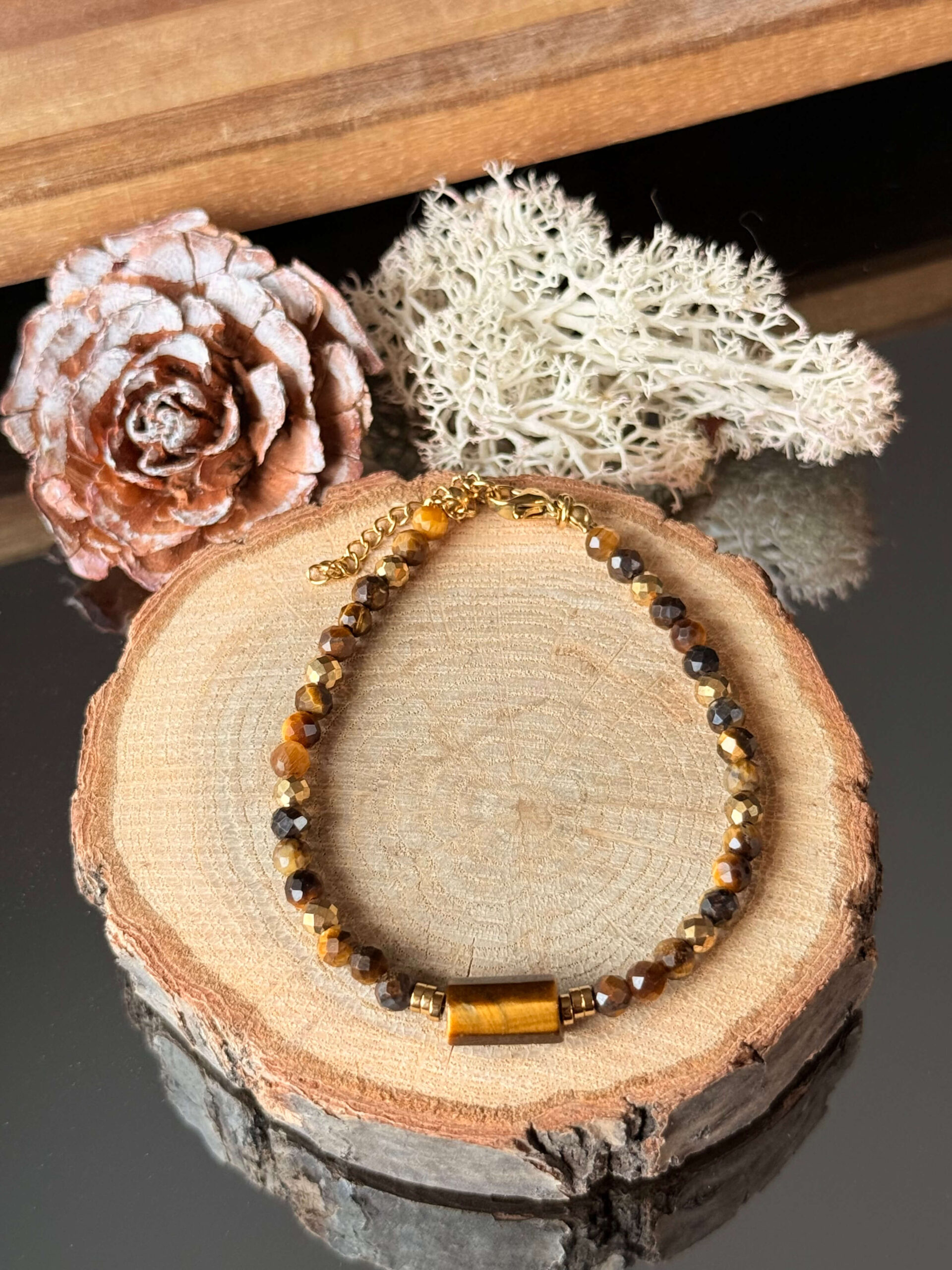 Bransoletka z tygrysim okiem i hematytem na lince