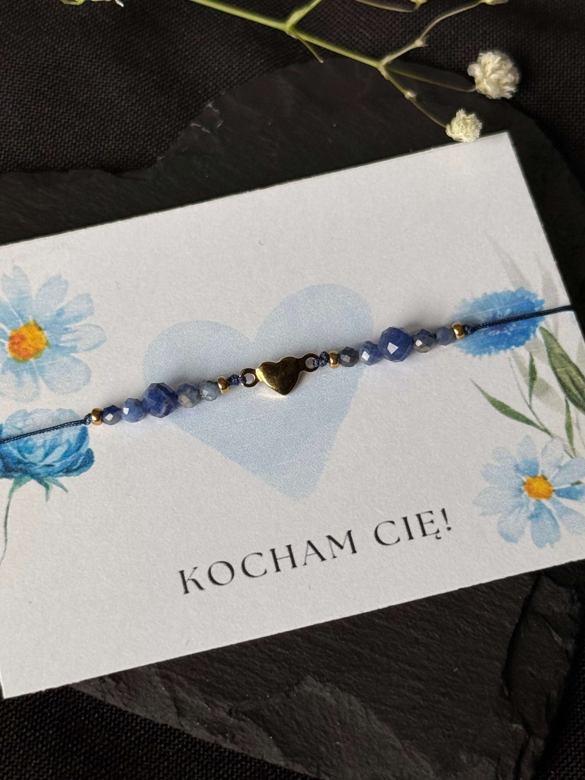 Bransoletka 'Kocham Cię' - sodalit - obrazek 2