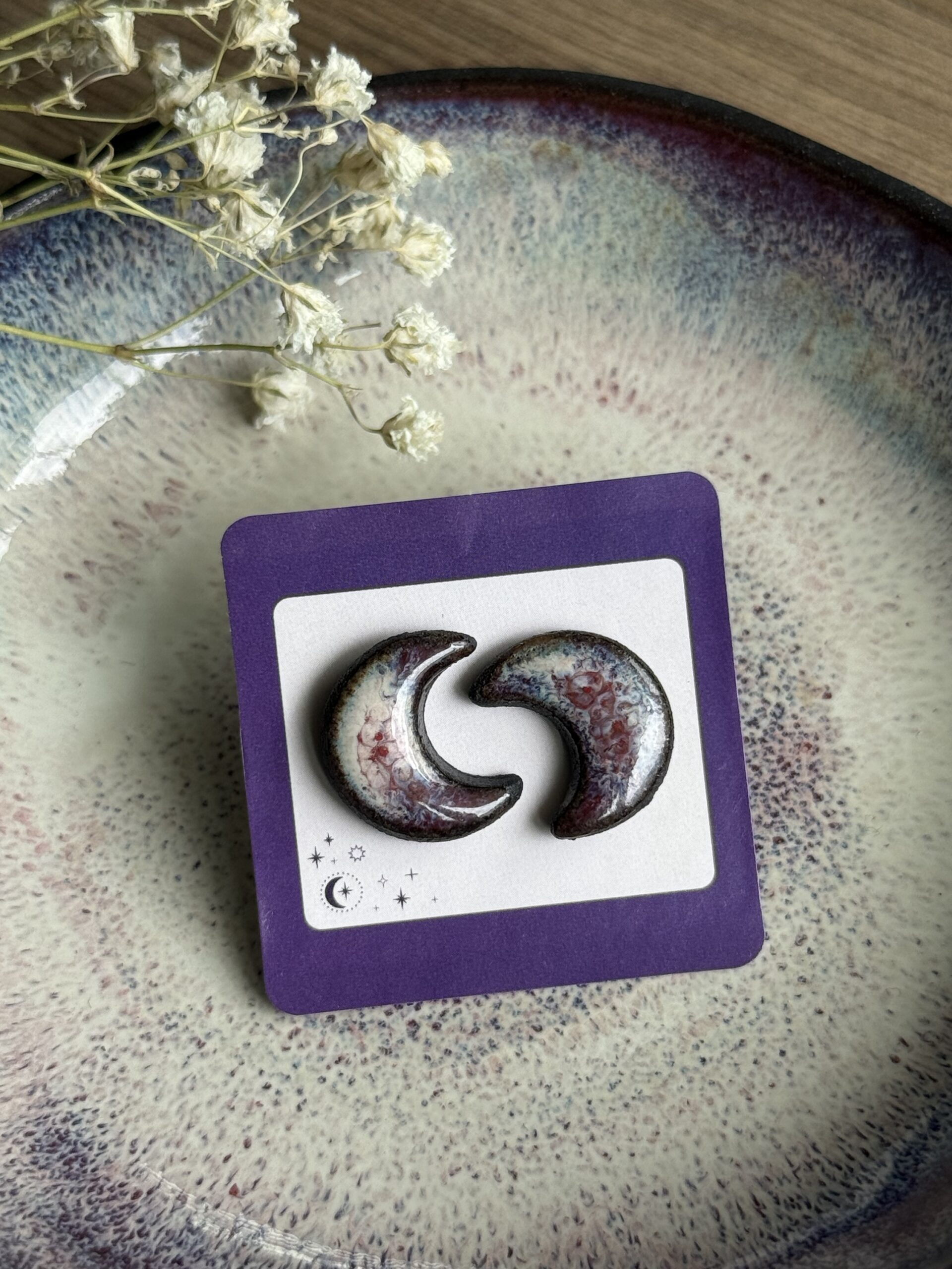 Kolczyki ceramiczne księżyce N°1