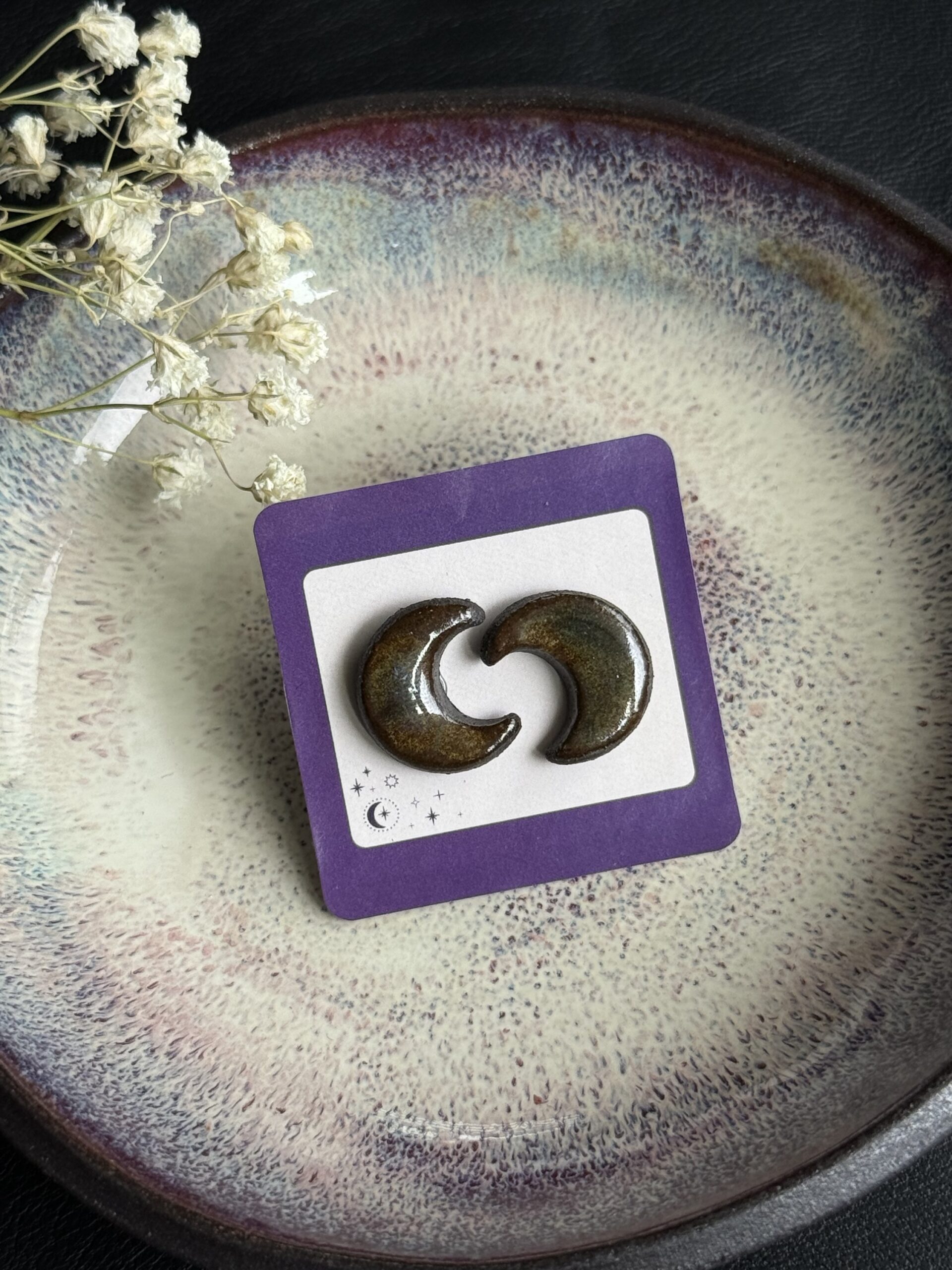 Kolczyki ceramiczne księżyce N°2