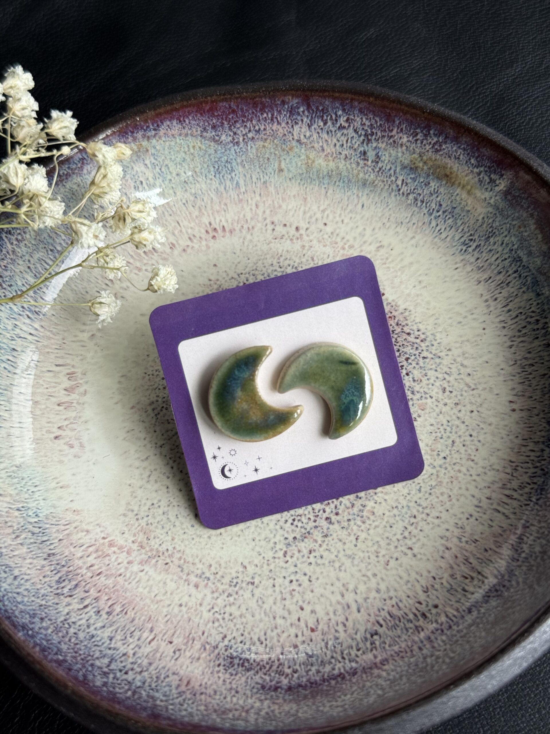 Kolczyki ceramiczne księżyce N°3